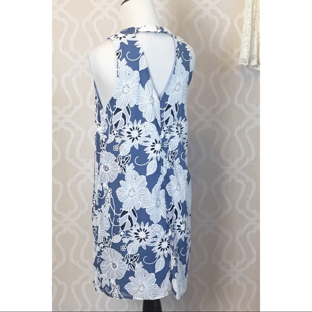 *LAST ONE* 60's Style Mod Blue Floral Mini Dress - Picture 6 of 7